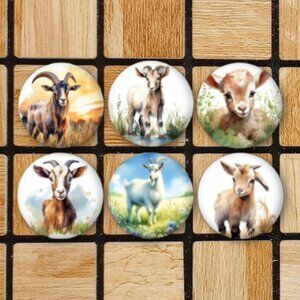 Watercolor Goat Fridge Magnets Set Of 6 Metal Magnets For Home Office Kitchen